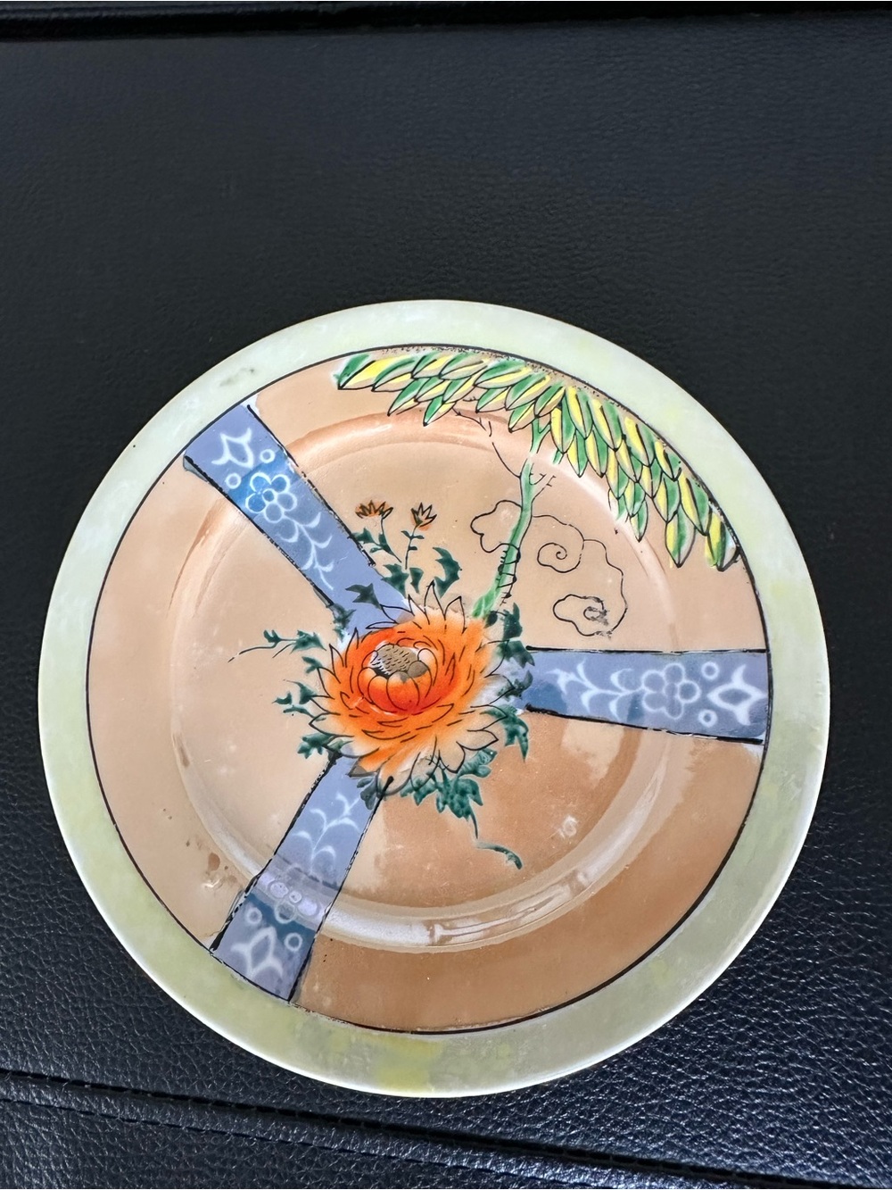 Vtg Lusterware 7.25" Plates Iridescent Peach Blue Yellow Glaze Handpainted Japan